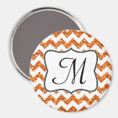 Moderne Oran Glitte Chevron Monogram Initiaal Magn Magneet (Voorkant / Achterkant)