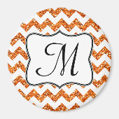 Moderne Oran Glitte Chevron Monogram Initiaal Magn Magneet (Voorkant)