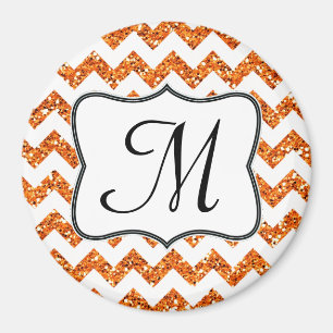 Moderne Oran Glitte Chevron Monogram Initiaal Magn Magneet