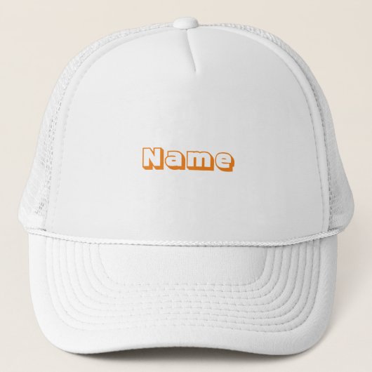 Moderne oranje aangepaste tekstmonogram schattig trucker pet (Voorkant)