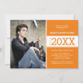 Moderne Oranje aankondiging Afstuderen foto (Voorkant)