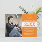 Moderne Oranje aankondiging Afstuderen foto (Staand voorkant)