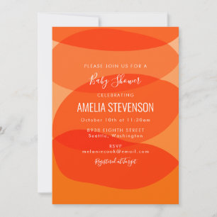Moderne Oranje Abstracte vormen Uniek Baby shower Kaart