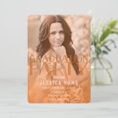 Moderne Oranje afstudeerfeest Afstuderen Foto Kaart (Staand voorkant)