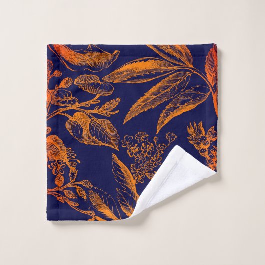 Moderne Oranje bladeren van de marine Bad Handdoek (Wasdoekje)