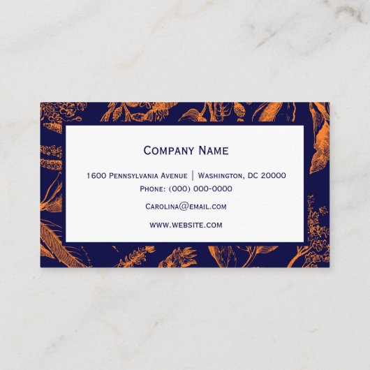 Moderne Oranje bladeren van de marine Visitekaartje (Achterkant)