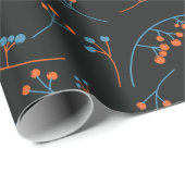 Moderne oranje blauwe bessen illustratiepatroon cadeaupapier (Rol Hoek)