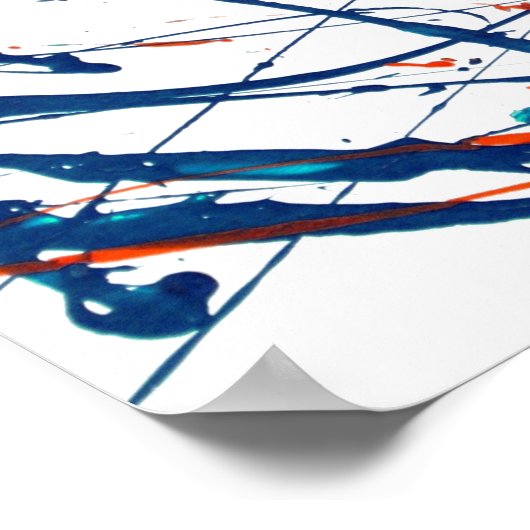 Moderne oranje blauwe blauwgroen waterverf splatte poster (Hoek)