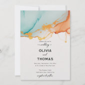 Moderne Oranje Blauwgroen minimalistische Romance  Kaart (Voorkant)