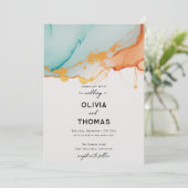 Moderne Oranje Blauwgroen minimalistische Romance  Kaart (Staand voorkant)