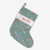 Moderne oranje blauwgroen witte bessen illustratie kleine kerstsok (Voorkant (Hangend))