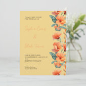 Moderne Oranje bloemen Herfst Geel huwelijk Kaart (Staand voorkant)