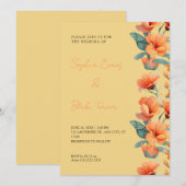 Moderne Oranje bloemen Herfst Geel huwelijk Kaart (Voorkant / Achterkant)