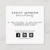 Moderne Oranje bloemen Pattern Feminine Square Vierkante Visitekaartje (Achterkant)