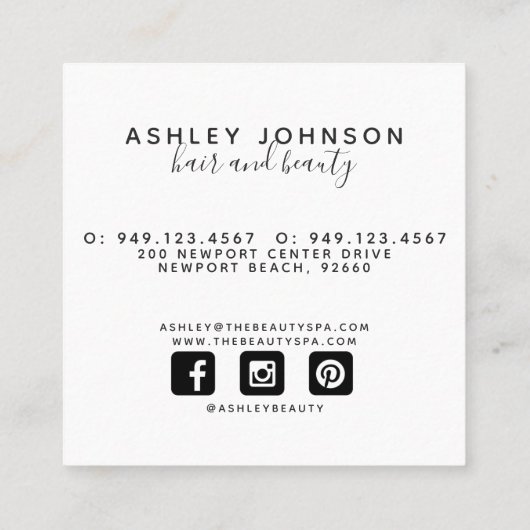 Moderne Oranje bloemen Pattern Feminine Square Vierkante Visitekaartje (Achterkant)