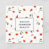 Moderne Oranje bloemen Pattern Feminine Square Vierkante Visitekaartje (Voorkant)