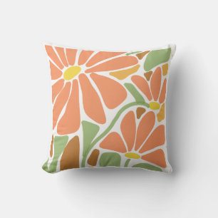 Moderne oranje bloemenkussen Krachtige botanisch Kussen
