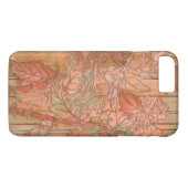 Moderne oranje bloemenprint op gestreepte achtergr Case-Mate iPhone case (Achterkant (Horizontaal))