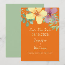 Moderne Oranje Bloemige Bruiloft