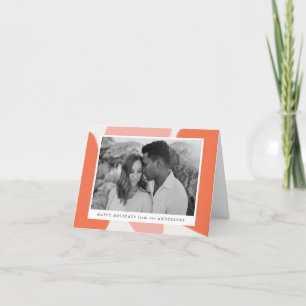 Moderne Oranje & Blush Abstracte vormen Foto Feestdagen Kaart