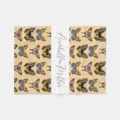 Moderne Oranje Boho vlinderpatroon Kinder naam Fleece Deken (Voorkant (Horizontaal))