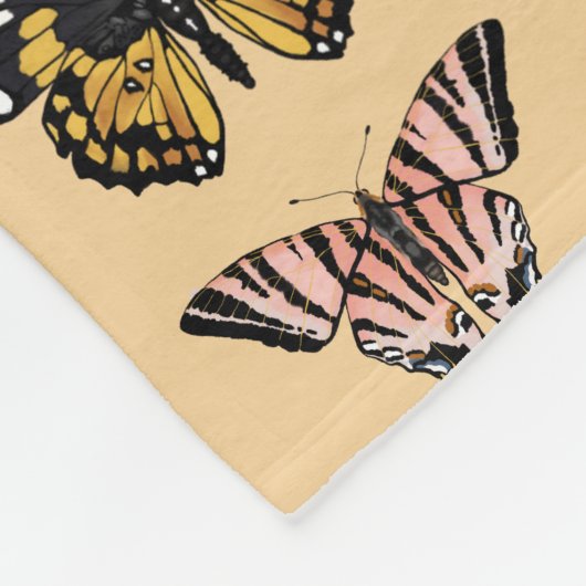 Moderne Oranje Boho vlinderpatroon Kinder naam Fleece Deken (Hoek)