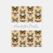 Moderne Oranje Boho vlinderpatroon Kinder naam Fleece Deken (Voorkant)