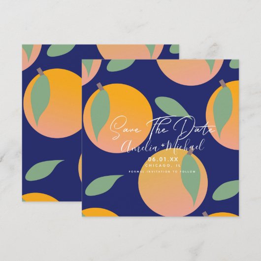 Moderne Oranje Botanische 'Save the Date' Kaart (Voorkant / Achterkant)
