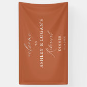 Moderne Oranje Bruiloft Proefhoofdiner  Spandoek (Verticaal)