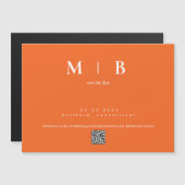 Moderne Oranje bruiloft Save the Date Magnetische Uitnodiging (Voorkant / Achterkant)