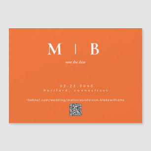 Moderne Oranje bruiloft Save the Date Magnetische Uitnodiging