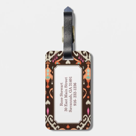 Moderne oranje bruine gordelstaartstam bagagelabel (Achterkant verticaal)