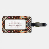 Moderne oranje bruine gordelstaartstam bagagelabel (Achterkant horizontaal)