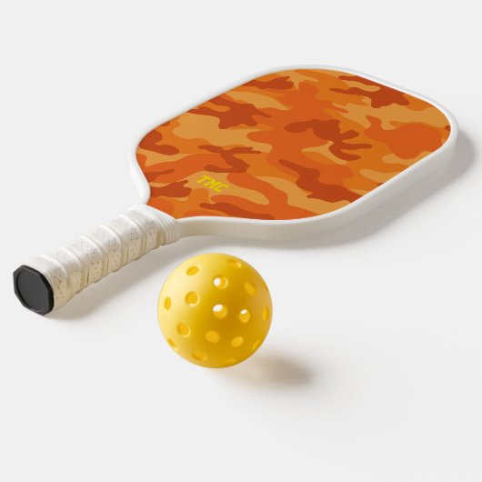 Moderne Oranje Camo Yellow Initialen Kleurrijke sp Pickleball Paddle (Laag 2)