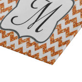 Moderne Oranje Chevron Monogram Glassnijplank Snijplank (Hoek)