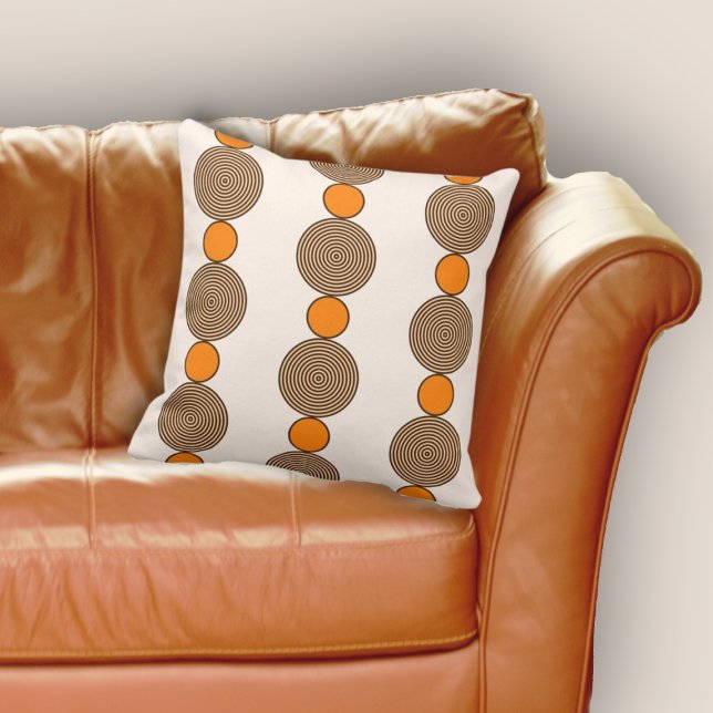 Moderne Oranje cirkellijnen herhalingspatroon Kussen (Fun Orange Circle Lines Repeat Pattern Throw Pillow)