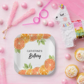 Moderne Oranje Citrus Slice Zomerverjaardag Papieren Bordje (Feest)