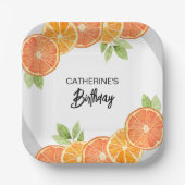 Moderne Oranje Citrus Slice Zomerverjaardag Papieren Bordje (Voorkant)