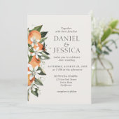 Moderne Oranje citrusbloesem waterverf bruiloft Kaart (Staand voorkant)