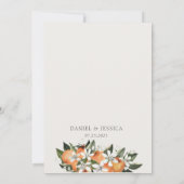 Moderne Oranje citrusbloesem waterverf bruiloft Kaart (Achterkant)