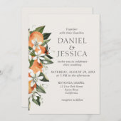 Moderne Oranje citrusbloesem waterverf bruiloft Kaart (Voorkant / Achterkant)