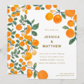 Moderne Oranje citrusvruchten simpele bruiloft Kaart (Voorkant / Achterkant)