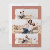 Moderne Oranje collage met drie foto's Feestdagenkaart (Voorkant)