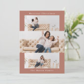 Moderne Oranje collage met drie foto's Feestdagenkaart (Staand voorkant)