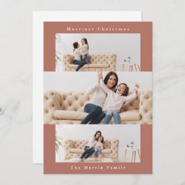 Moderne Oranje collage met drie foto's Feestdagenkaart