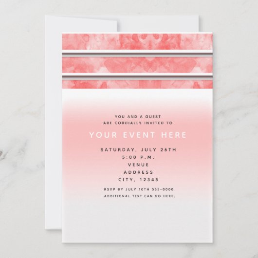 Moderne Oranje Coral Waterverf Stripe Chic Elegant Kaart (Voorkant)