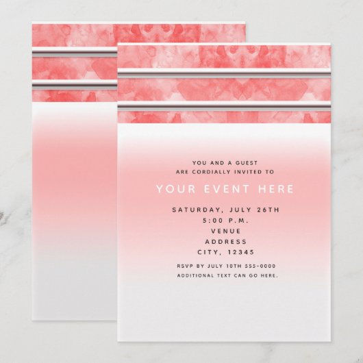 Moderne Oranje Coral Waterverf Stripe Chic Elegant Kaart (Voorkant / Achterkant)