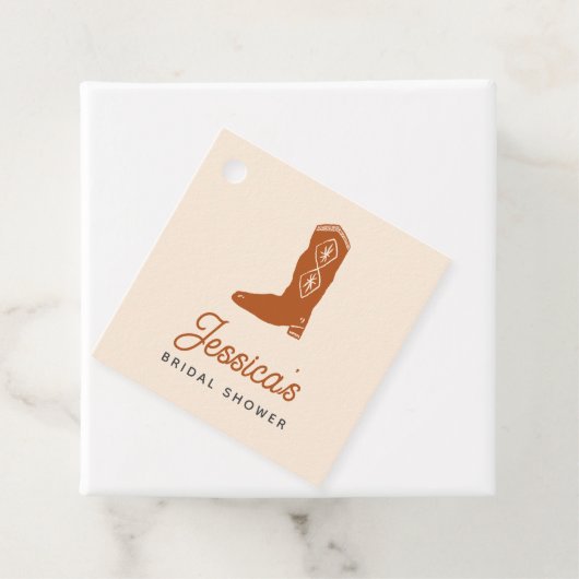 Moderne Oranje Cowgirl Laatste Rodeo Bruiloftsfees Bedankjes Labels (In situ)