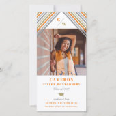 Moderne Oranje Diagonale Strepen Foto Afstuderen Aankondiging (Voorkant)