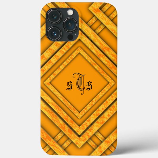Moderne Oranje Diamanten Monogram Case-Mate iPhone Case (Achterkant)